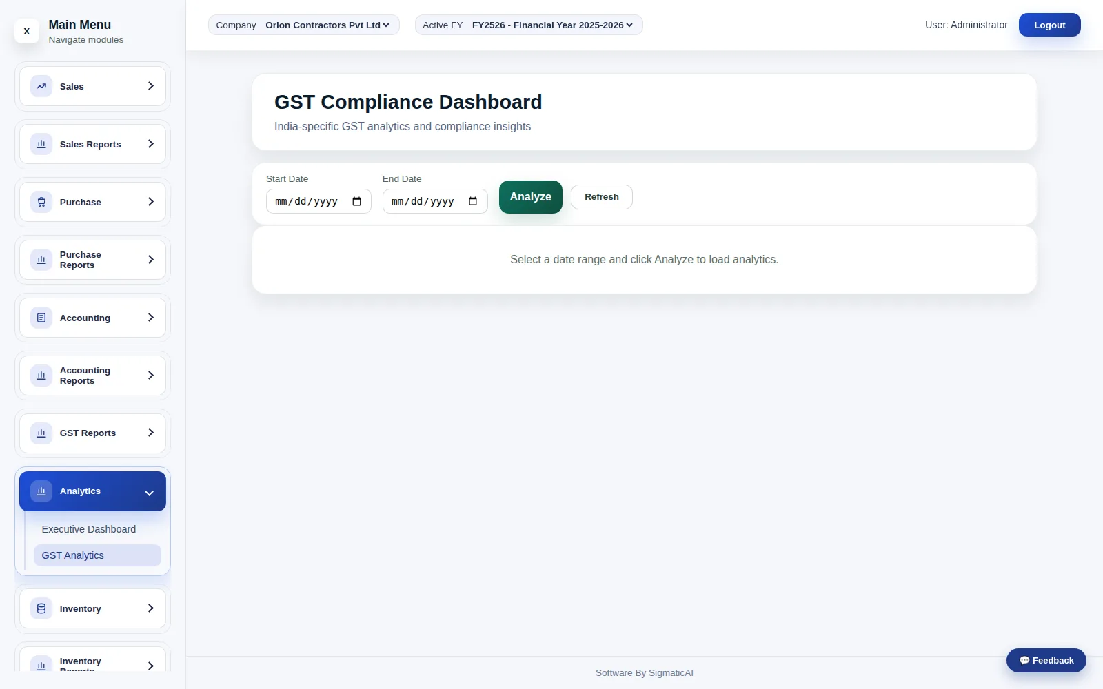 GST Analytics — the current filing period’s liability, visualised.