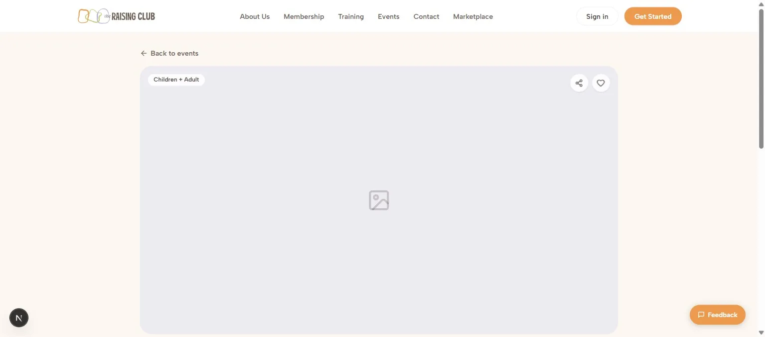 An event detail page, attributed to the organisation hosting it.