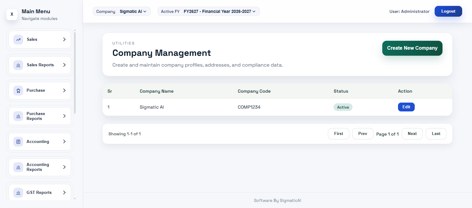 Dashboard — Sales, Purchase, Accounting, Inventory in one place