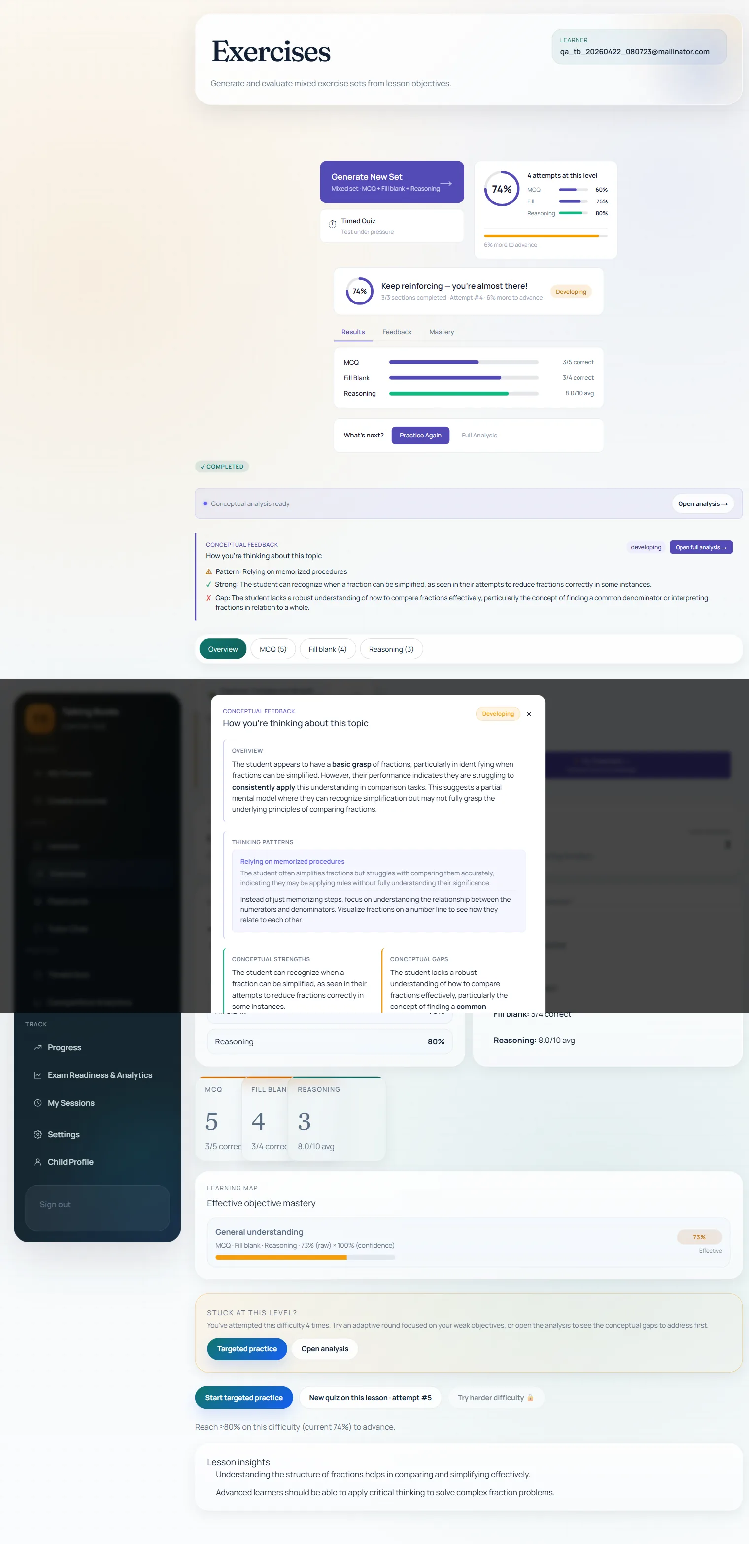 Exercises — adaptive question generation