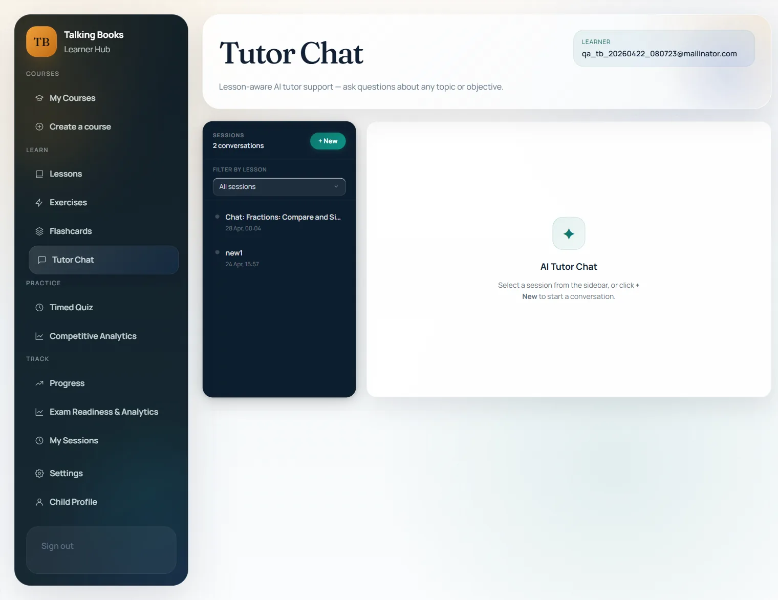 AI Tutor Chat — context-aware tutor for every lesson